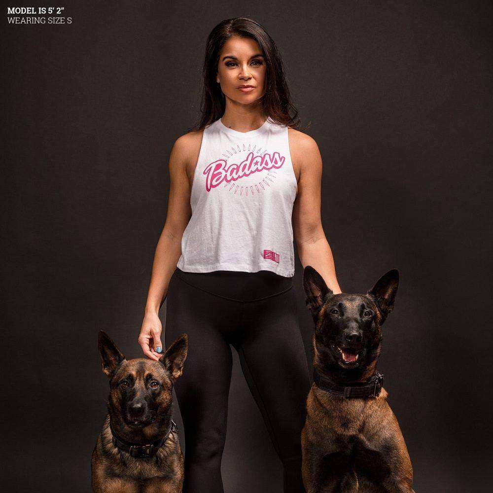Women's Badass Racerback Cropped Tank - White - Image 3