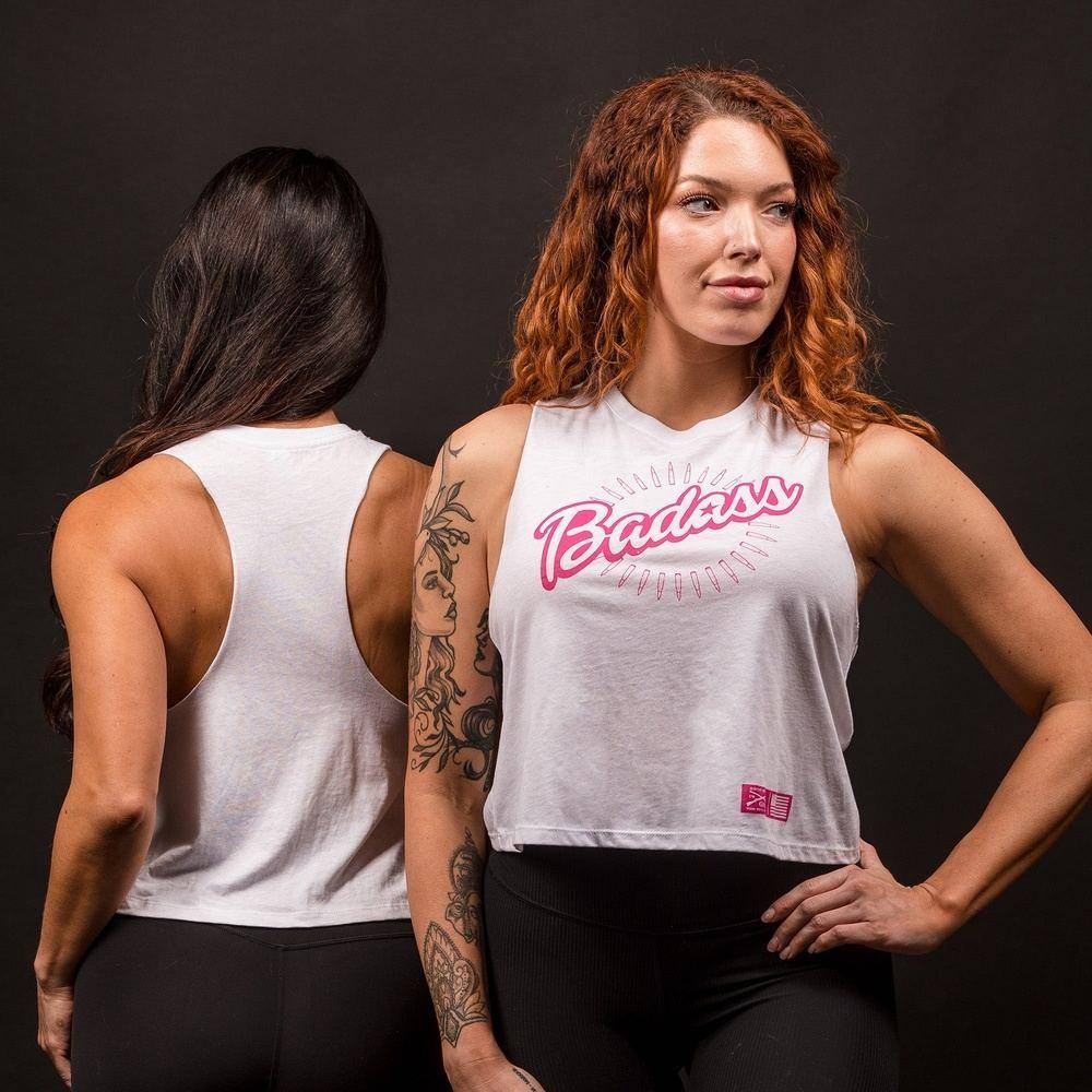 Women's Badass Racerback Cropped Tank - White - Image 4